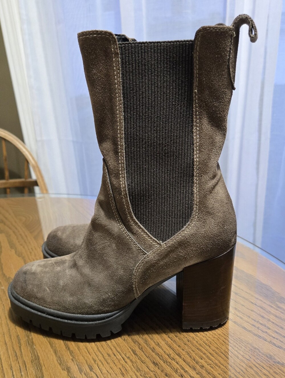 Emanuele Crasto Brown Suede Platform Chelsea Boots Size EU 39 - Picture 4 of 11